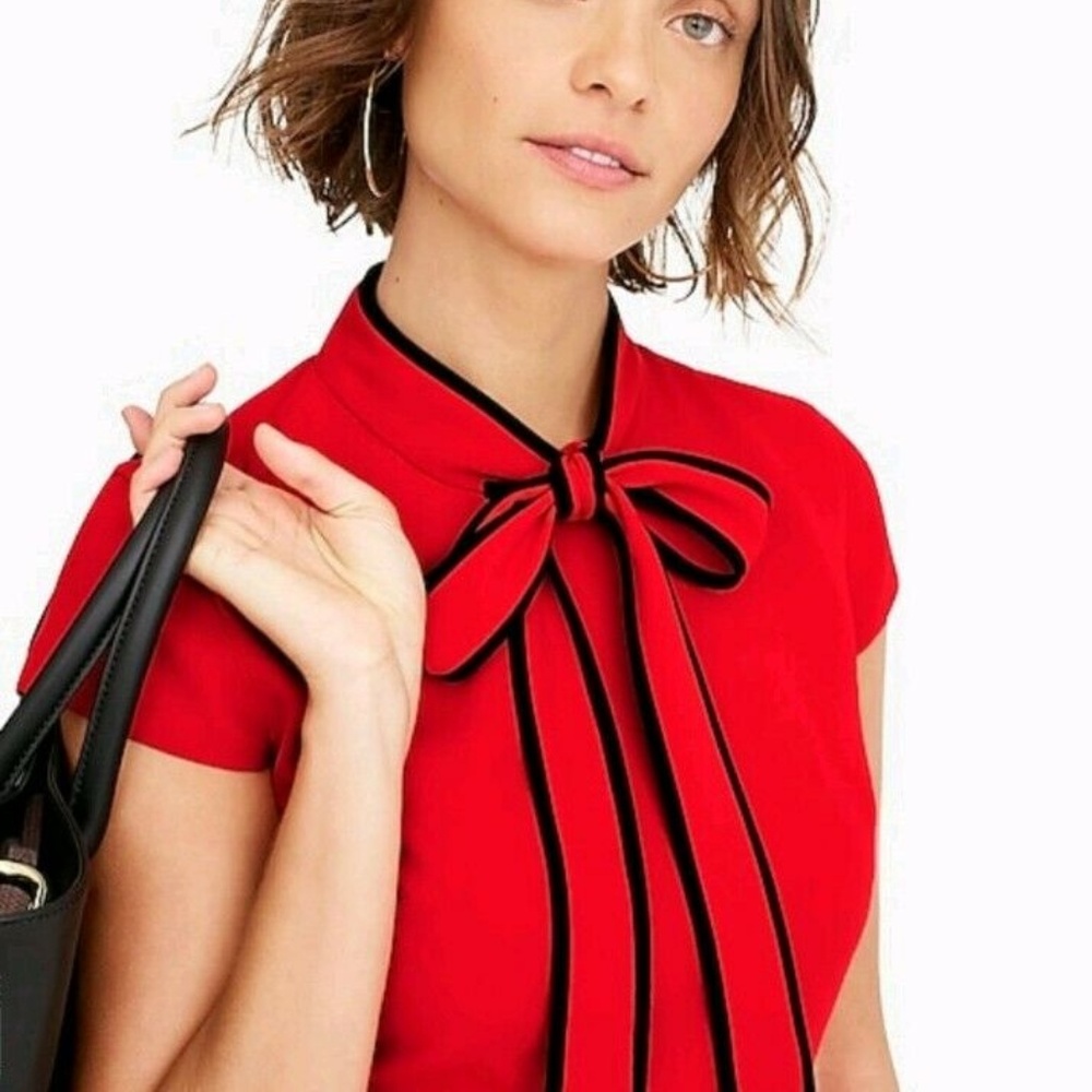 J Crew | Tie-neck Dress | Bright Cerise Red